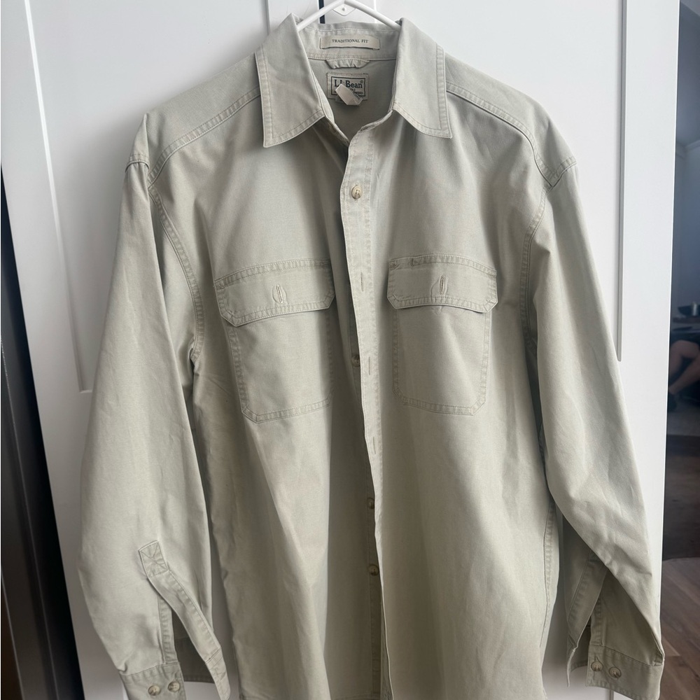 L.L. Bean Traditional Fit Shirt in Light Khaki color
